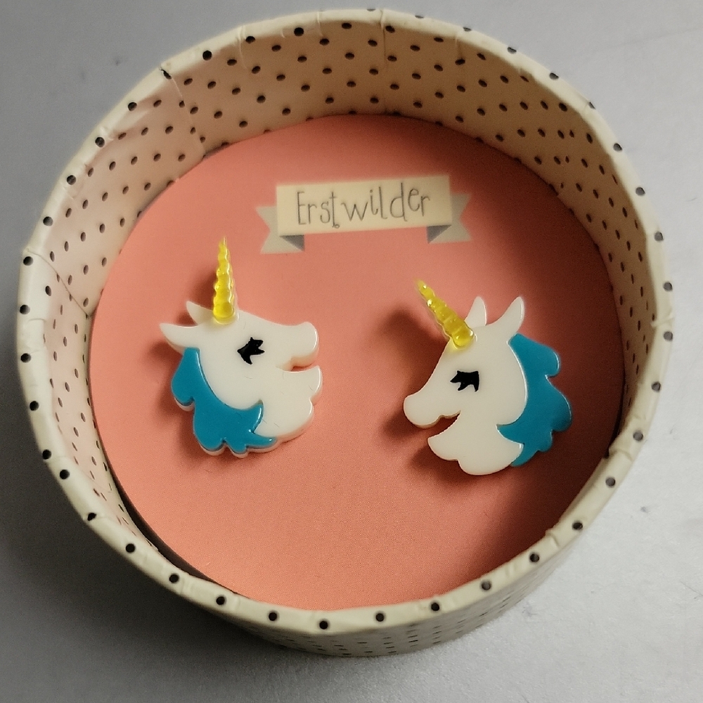 Erstwilder Unicorn Earrings - White and Blue